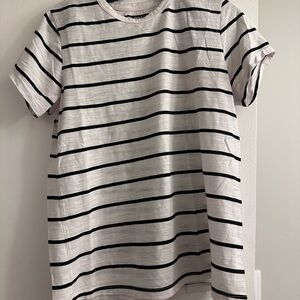 Time and Tru Black and White Striped Tee